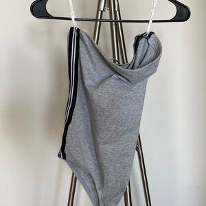 Grey tube top bodysuit
